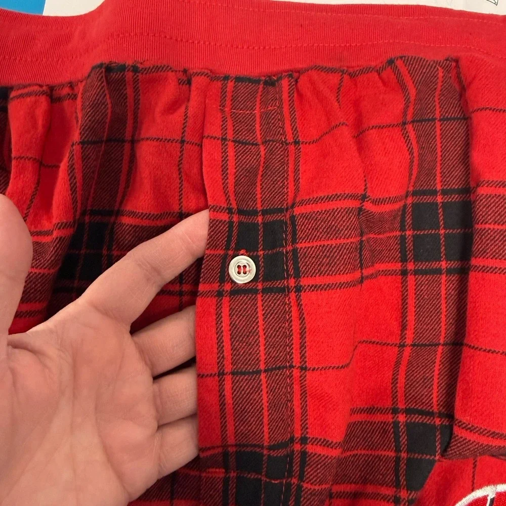 NWT Wisconsin Badgers Flannel Lounge Pants Men's L  Red Black Pajama Bottom PJ